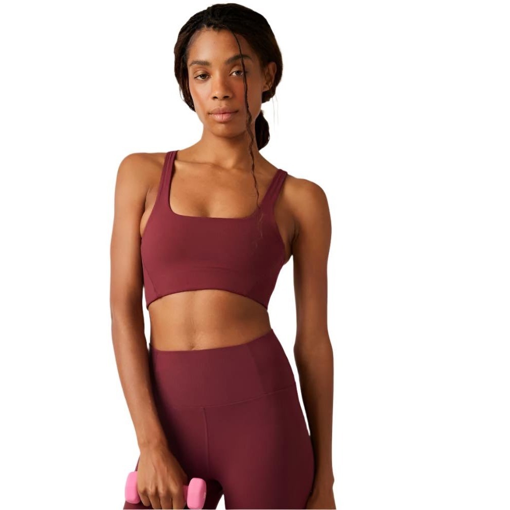 Free People Movement Never Better Square Neck Bra Burgundy Wine L Large